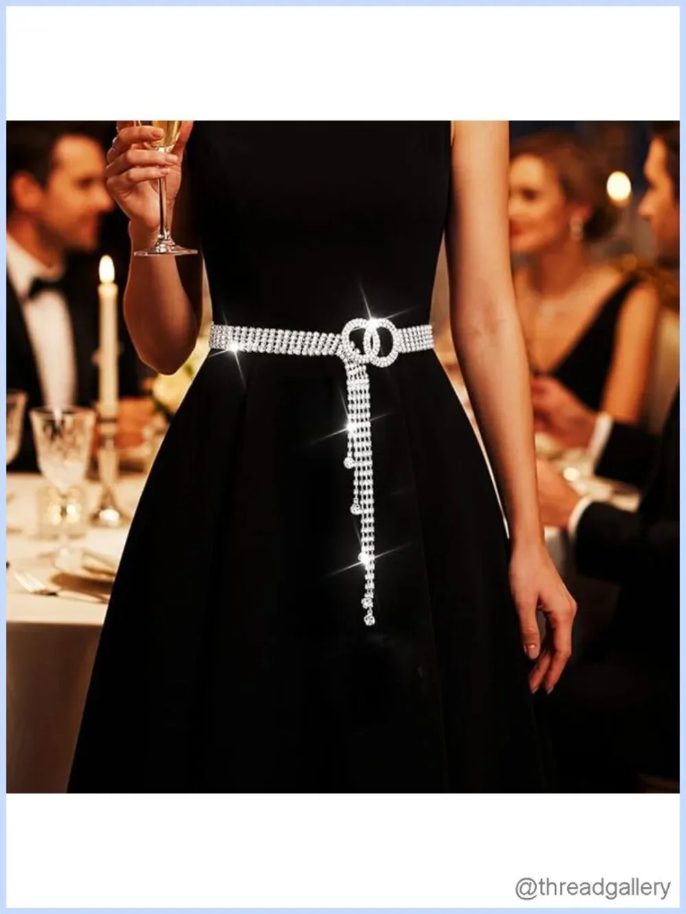 Rhinestone Chain Belt Sparkly Dress Waist Chain for Women
